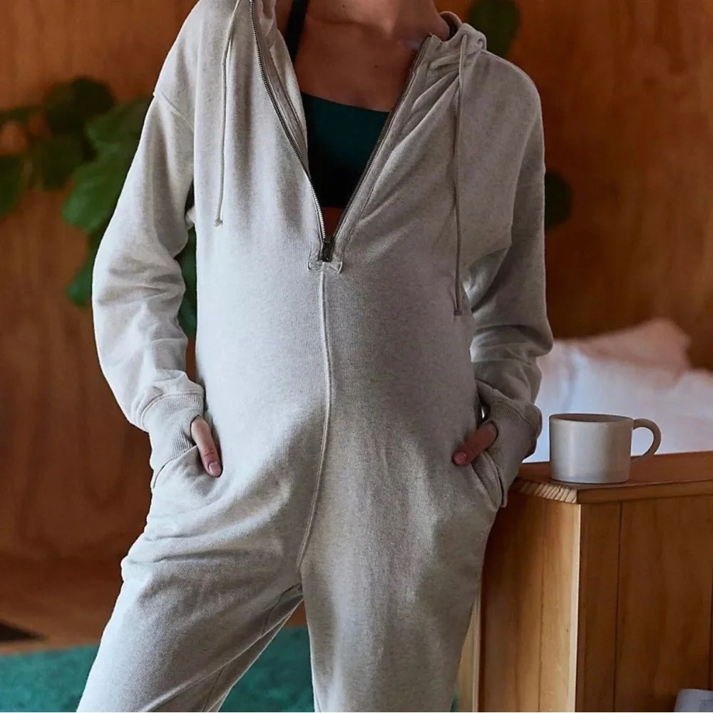 Free People x Hatch Warm Up Jumpsuit Heather Grey Small NWT Maternity Pregnancy